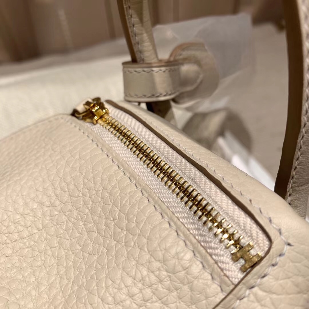 에르메스 미니 린디백19 펄그레이 금장 끌레망스 가죽